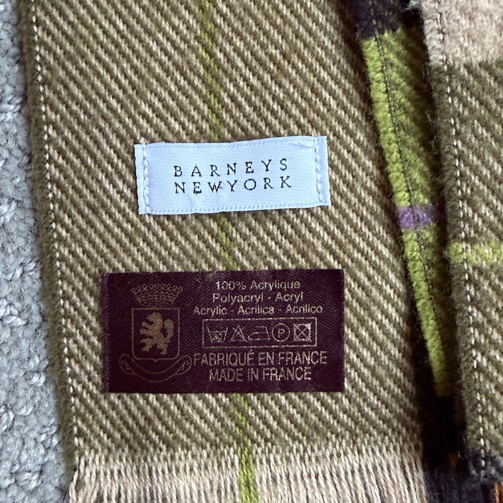 Barneys New York Green Plaid Scarf - Picture 2 of 4